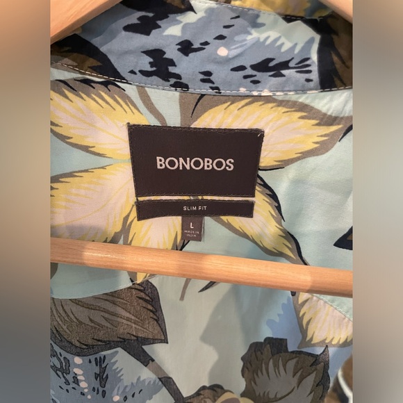 BONOBOS Slim Fit Short Sleeve Button-Up Shirt Size Large - Picture 2 of 5